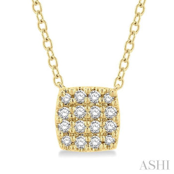 1/8 Ctw Cushion Shape Round Cut Diamond Petite Fashion Pendant With Chain in 10K Yellow Gold